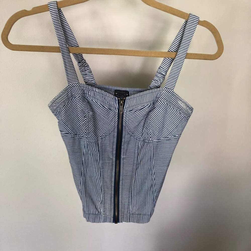 Kendall and Kylie striped zip up corset like top
